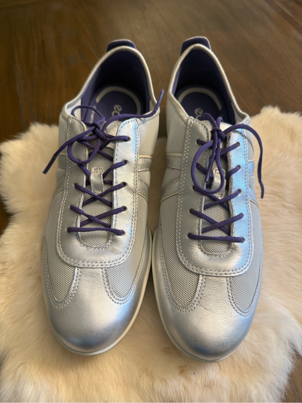Ecco Bluma Summer Sneakers in metallic bronze with purple laces size 42 11US